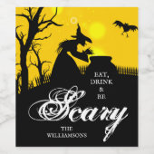 邪悪な魔女シルエットハロウィーン ワインラベル (シングルラベル)