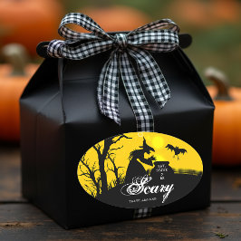 邪悪な魔女シルエットハロウィーン 楕円形シール