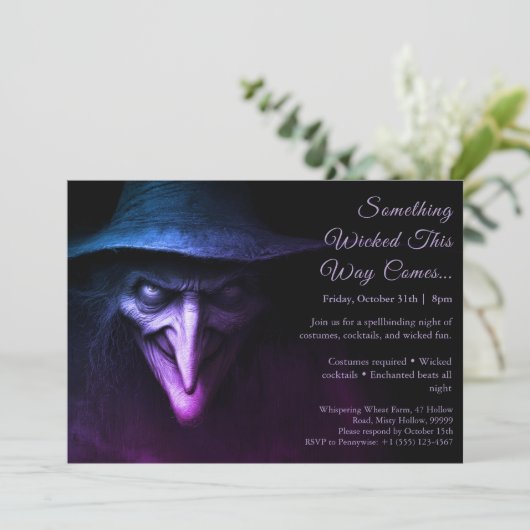 邪悪な魔女ハロウィーンの衣装パーティの招待状 招待状 (スタンド正面)