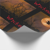 邪悪な魔女ブラックオレンジハロウィ不気味ン ラッピングペーパー (角)