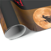 邪悪な魔女ブラックオレンジハロウィ不気味ン ラッピングペーパー (ロールコーナー)