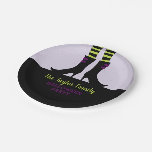 邪悪な魔女ブーツパーソナライズされたハローウィンパーティ ペーパープレート (アングル)