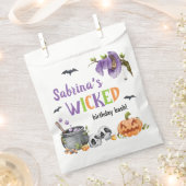 邪悪な魔女猫ハロウィーン誕生日パーティー、任意の年齢 フェイバーバッグ (クリップ留めされた状態)