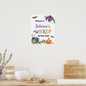 邪悪な魔女猫ハロウィーン誕生日パーティー、任意の年齢 ポスター (キッチン)