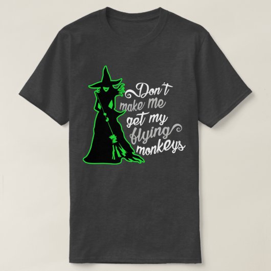 邪悪な魔女飛んでいるサル Tシャツ (デザイン正面)