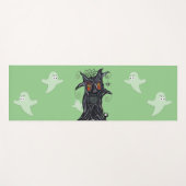 邪悪な黒い木の炎の目幽霊猫スパイダーグリーン ヨガマット (正面(横))