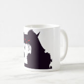 邪悪な黒猫のシルエット 赤い目 コーヒーマグカップ (正面右)