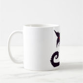 邪悪な黒猫のシルエット 赤い目 コーヒーマグカップ (左)