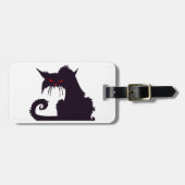 邪悪な黒猫のシルエット 赤い目 ラゲッジタグ (正面横)