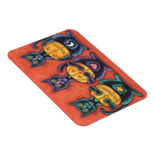 邪悪な黒猫のハロウィンの磁石の長方形を見ないで下さい マグネット (右側)