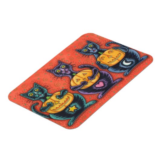 邪悪な黒猫のハロウィンの磁石の長方形を見ないで下さい マグネット (左側)