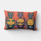 邪悪な黒猫を見ないハロウィーンの腰枕 ランバークッション (裏面)