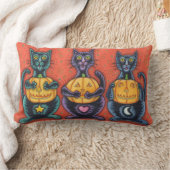 邪悪な黒猫を見ないハロウィーンの腰枕 ランバークッション (ブランケット)