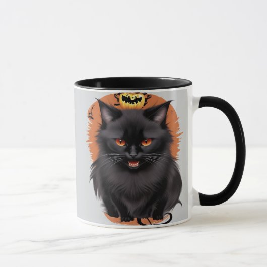 邪悪な黒猫マグカップ マグカップ (右)