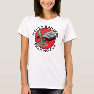 邪悪なBadassのラーテルの赤い動物の芸術を恐れないで下さい Tシャツ