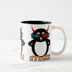 邪悪なPenguin™の古い学校3Dのマグ ツートーンマグカップ