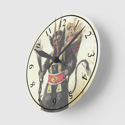 邪悪クランプスホリーデーモンホリデークリスマスクリスマス ラウンド壁時計 (傾斜)