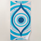 邪眼カラフルブルーモダンビーチタオル ビーチタオル (正面)