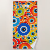 邪眼カラーのカラフルビーチタオル ビーチタオル (正面)