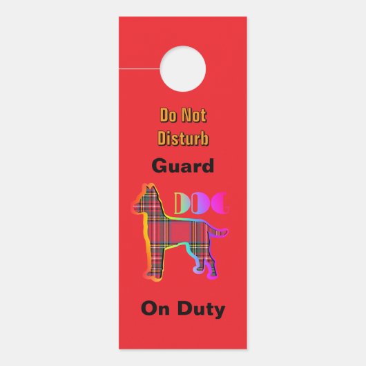 邪魔しないで / ノックして / 番犬任務中 赤 ドアノブサイン (正面)