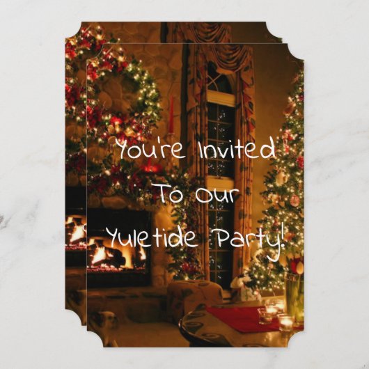 邸宅の木と暖炉 招待状 (正面/裏面)