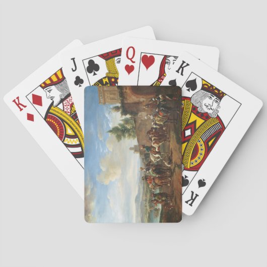 邸宅(キャンバスの油)による狩りのパーティー トランプ (裏面)