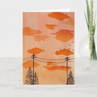 郊外の夕日 招待状