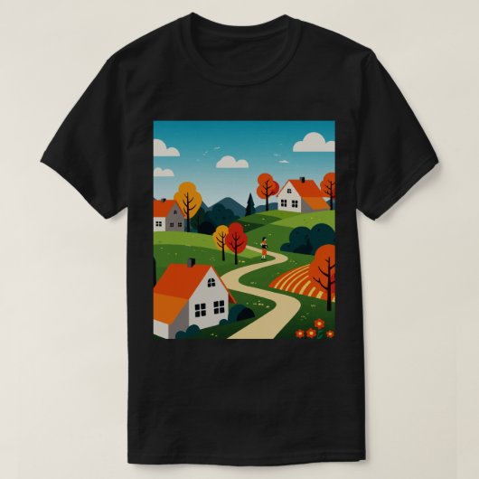 郊外の街並み Tシャツ (デザイン正面)