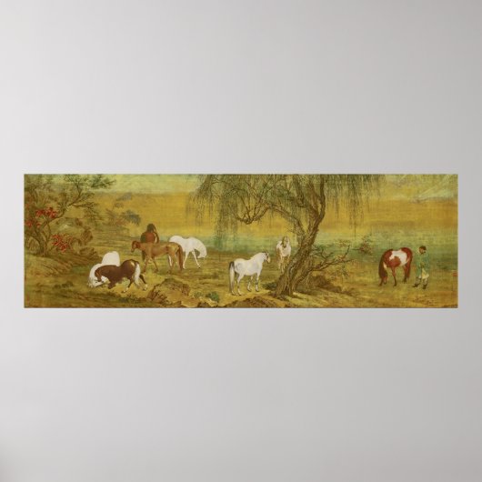 郊外の馬の放牧ファインアート ポスター (正面)