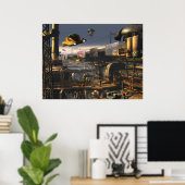 郊外2100 – 将来の都市プリント ポスター (ホームオフィス)