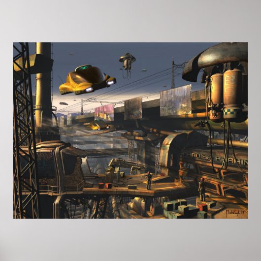 郊外2100 – 将来の都市プリント ポスター (正面)