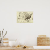 郡ごとに色分けされた人口 ポスター (キッチン)