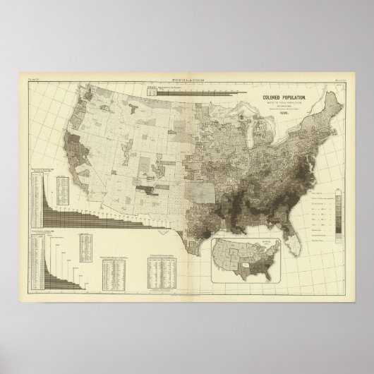 郡ごとに色分けされた人口 ポスター (正面)