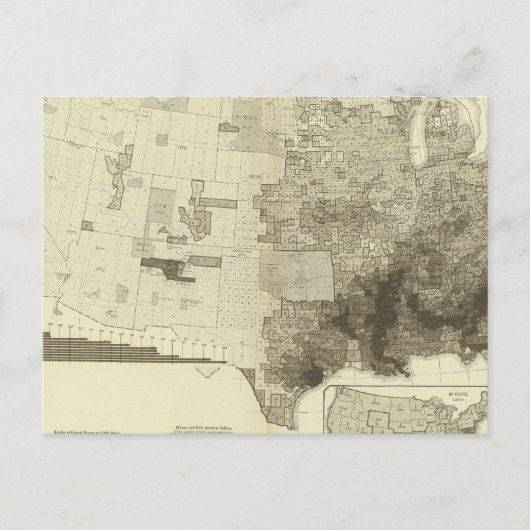 郡ごとに色分けされた人口 ポストカード (正面)