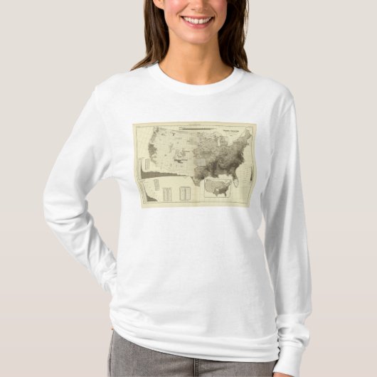 郡による色分けされた人口 Tシャツ (正面)