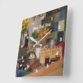 郡のフェアフード展パーソナライズされた示   スクエア壁時計 (傾斜)