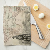 郡を持つテキサス州の縁ど地図 キッチンタオル (四つ折り)