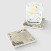 郡を持つテキサス州の縁ど地図 ストーンコースター (横)