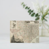 郡を持つテキサス州の縁ど地図 ポストカード (スタンド正面)