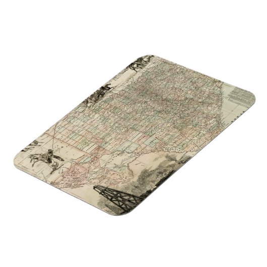 郡を持つテキサス州の縁ど地図 マグネット (左側)