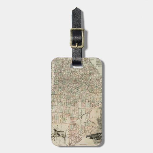 郡を持つテキサス州の縁ど地図 ラゲッジタグ (正面縦)