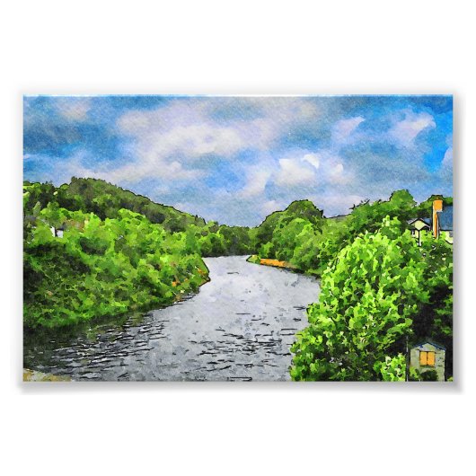 郡ウィクロウの川の水色の風景 フォトプリント (正面)