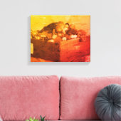 郡フェアブルーリボンフルーツインセピアヴィンテージ キャンバスプリント (インサイチュ (リビング))