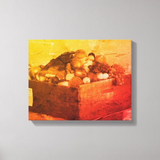 郡フェアブルーリボンフルーツインセピアヴィンテージ キャンバスプリント (正面)