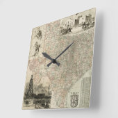 郡ボーダーとのテキサス州の地図 スクエア壁時計 (傾斜)