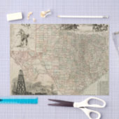 郡ボーダーとのテキサス州の地図 薄葉紙 (クラフト)