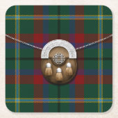郡メーヨーのアイルランドのタータンチェックおよびSporran スクエアペーパーコースター (正面)