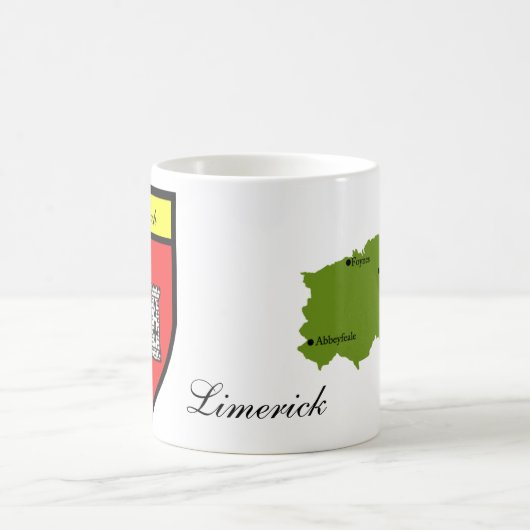 郡リムリックの地図及び頂上のマグ コーヒーマグカップ (中央)