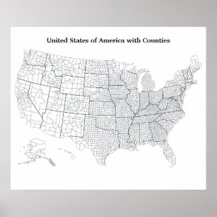 郡空白のな輪郭が付いている米国は地図を描きます ポスター