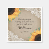 郡素朴のBurlapとLace Sunflower結婚の スタンダードカクテルナプキン (正面)